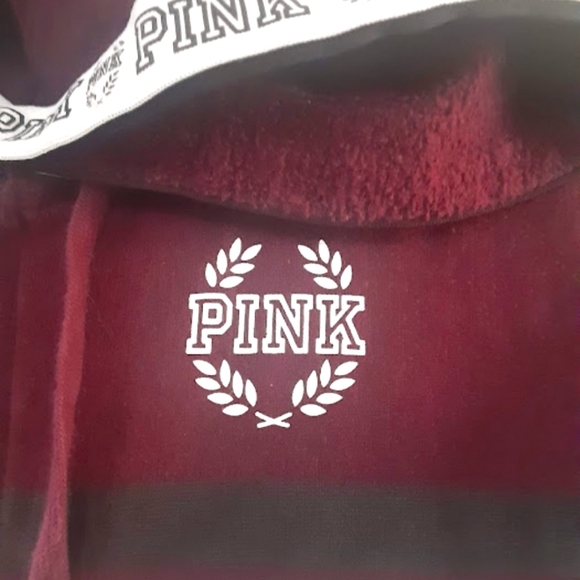 🏝🌺Pink Victoria's Secret Maroon Small Hoodie Jacket Sweater - Picture 7 of 11